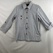 Blusa Ali Miles preta branca listrada manga longa Cottage Core náutica tamanho P comprar usado  Enviando para Brazil