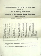 Usado, Departamento de Polícia de Nova York Nova York 1925 Jantar para Delegados Estrangeiros Lista Rara comprar usado  Enviando para Brazil