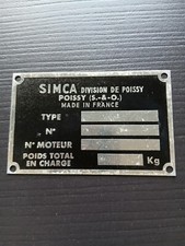Simca plaque constructeur d'occasion  Maure-de-Bretagne