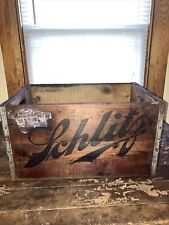 Antigua caja de cerveza de madera vintage Schlitz Brewing Co. ¡Bonito! 1933, usado segunda mano  Embacar hacia Argentina