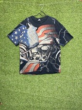 Camiseta masculina vintage bandeira americana 2XL XXL AOP Lightning Wolf motocicleta 1994 , usado comprar usado  Enviando para Brazil