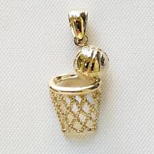 CESTA DE BASQUETE de ouro amarelo 14k, aro com pingente/charme de bola, feita nos EUA comprar usado  Enviando para Brazil