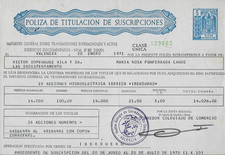 ESPANHA - CERTIFICADO DE AÇÕES 1971 - DOCUMENTO FISCAL [3], usado comprar usado  Enviando para Brazil