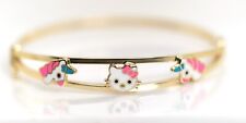 Usado, Pulseira infantil Hello Kitty Cat unicórnio ouro amarelo 14kt - 585, L: 12,8cm comprar usado  Enviando para Brazil