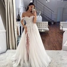 Vestido de noiva boho fenda lateral renda apliques de tule namorada linha A vestido de noiva comprar usado  Enviando para Brazil