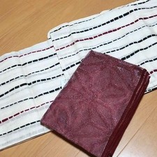 Kimono de algodão adulto Yukata Obi conjunto com listras e padrão de folha de lótus, usado M7 comprar usado  Enviando para Brazil
