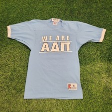 Camisa feminina vintage anos 80 Alpha-Delta-Pi XS/S 17x28 azul Sorority comprar usado  Enviando para Brazil
