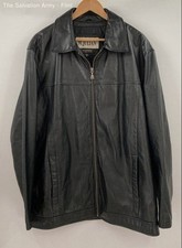 Usado, Jaqueta masculina M. Julian de couro preto manga longa gola aberta zíper completo tamanho XL comprar usado  Enviando para Brazil