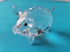 Mini estatueta de porco de cristal Swarovski~aposentada~olhos pretos~cauda de fio~bom estado comprar usado  Enviando para Brazil