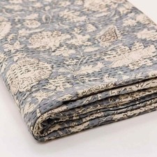 Colcha Kantha de algodón floral con estampado gris edredón de arte moderno de verano segunda mano  Embacar hacia Mexico
