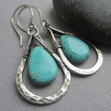 Hammered teardrop turquoise for sale  Santa Maria