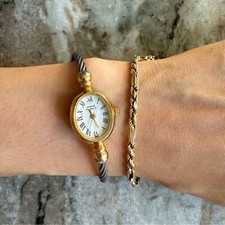 Vintage Anne Klein relógio pulseira delicada relógio de quartzo pulseira cabo ouro e prata, usado comprar usado  Enviando para Brazil