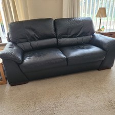Seater black leather for sale  BURY
