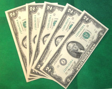 1976 $2 FRN 5 SÉRIES CONSECUTIVAS IMPRESSÃO OFFSET J10943534A-538A ERRO #S1095 comprar usado  Enviando para Brazil
