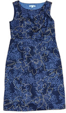Vestido branco azul marinho dourado bordado floral sem mangas tamanho 10 comprar usado  Enviando para Brazil