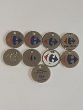 Lot X 9 Jetons  De Caddie Métal Différents Carrefour Hypermarché Hyper Super comprar usado  Enviando para Brazil