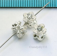 Usado, 4x STERLING SILVER CLEAR CRYSTAL ROSE FLOWER SPACER BEAD 5.7mm #801 comprar usado  Enviando para Brazil