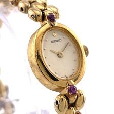 Relógio feminino Seiko pulseira de rubi ouro bateria movimento joias comprar usado  Enviando para Brazil