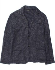 Jaqueta Blazer ZARA Masculina Malha 2 Botões Reino Unido 38 Média Azul Marinho Manchada DE96 comprar usado  Enviando para Brazil