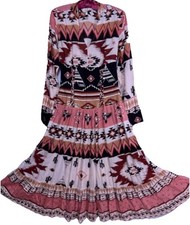 Vestido Z Y L S Azteca Cactus Tipis Western Rodeo Suroeste Hippie Midi en Niveles segunda mano  Embacar hacia Mexico