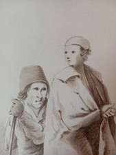 Usado, Dibujo Estudio Padre Hijo Bastón Capa XIX comprar usado  Enviando para Brazil
