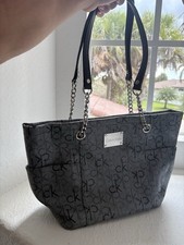 Bolsa de ombro Calvin Klein preta monograma tecido tote laptop comprar usado  Enviando para Brazil