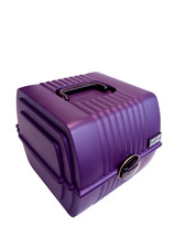 Estojo de maquiagem vintage Sassaby retrô modelo roxo década de 1980 estojo rígido viagem, usado comprar usado  Enviando para Brazil