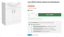 Cove 650mm vanity for sale  TROWBRIDGE
