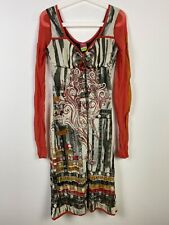 Używany, Save the Queen Pomarańczowa plemienna siatka etniczna zebrana boho sukienka midi rozmiar M na sprzedaż  PL