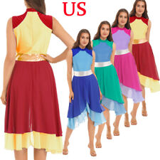 Vestido de dança lírica feminino bloco de cores assimétrico fantasia de louvor litúrgico comprar usado  Enviando para Brazil