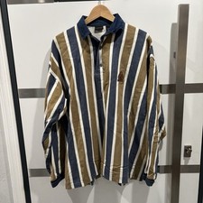 Usado, Camisa de rugby masculina listrada estrutura vintage marrom azul colarinho médio comprar usado  Enviando para Brazil