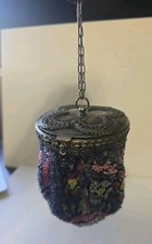 Bolsa de mão antiga colorida com miçangas espelho superior compacto final dos anos 1800 1920?, usado comprar usado  Enviando para Brazil