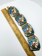 Antiga pulseira de esmalte Oystein Balle Noruega modernista prata esterlina painel link comprar usado  Enviando para Brazil