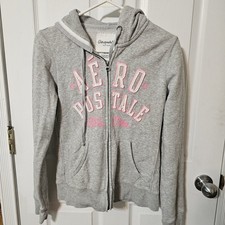 Moletom com capuz Aeropostale cinza rosa logotipo manga longa com zíper feminino M Ath Div comprar usado  Enviando para Brazil