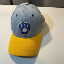 Chapéu Milwaukee Brewers MLB New Era cinza amarelo médio-grande comprar usado  Enviando para Brazil