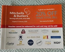 Mitchells butlers voucher for sale  BIRMINGHAM