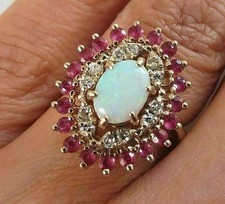 Usado, Anel de diamante estilo vintage 3,50 ct criado opala fogo halo acabamento ouro amarelo 14K comprar usado  Enviando para Brazil