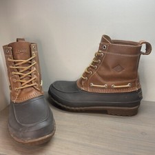 Botas de chuva masculinas Sperry Top-Sider couro isca feijão pato tamanho 8.5 marrom bronzeado comprar usado  Enviando para Brazil