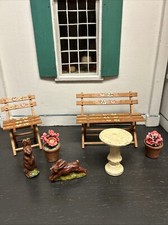 Bancos antigos vintage para casa de bonecas jardim coelhos flores, usado comprar usado  Enviando para Brazil