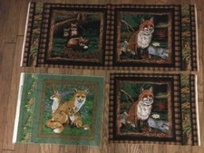 Painéis de tecido Fox Family colcha quadrados marrom xadrez floresta cabine madeira Makower Reino Unido, usado comprar usado  Enviando para Brazil