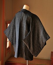 Jaqueta Vintage Japonesa Kimono Haori Preta Fibras Sintéticas Prata Glitter Malha comprar usado  Enviando para Brazil