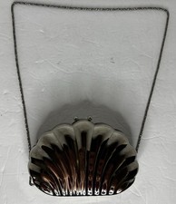 Bolsa de mão vintage tom prata metal amêijoa concha bolsa com corrente prata escondível comprar usado  Enviando para Brazil