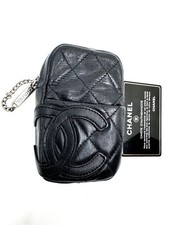 Bolsa estojo cigarro CHANEL Cambon Line preta marca de coco pele de cordeiro reparada autêntica comprar usado  Enviando para Brazil