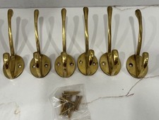 ANTIGO VINTAGE RARO 6 PEÇAS LATÃO MONTAGEM NA PAREDE GANCHOS MULTIUSO CABIDE com parafusos comprar usado  Enviando para Brazil
