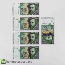 ESPAÑA: 5 x 1000 billetes de peseta española con números de serie consecutivos. segunda mano  Embacar hacia Mexico