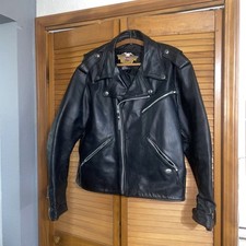 Jaqueta de motociclista masculina vintage Harley Davidson couro preto feita nos EUA GG comprar usado  Enviando para Brazil