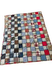 Colcha de retalhos feita à mão vintage dupla face 65”x80” comprar usado  Enviando para Brazil