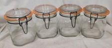 Lote de 4 frascos de conserva vintage BORMIOLI ROCCO FIDO 3/4 litros vidro pesado transparente comprar usado  Enviando para Brazil
