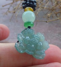 Pingente de jadeíta verde gelado natural A com certificação de vídeo flor de lótus 莲花 106500 comprar usado  Enviando para Brazil
