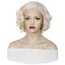 Perucas drag queen frente renda sintética cabelo curto encaracolado loiro platina comprar usado  Enviando para Brazil